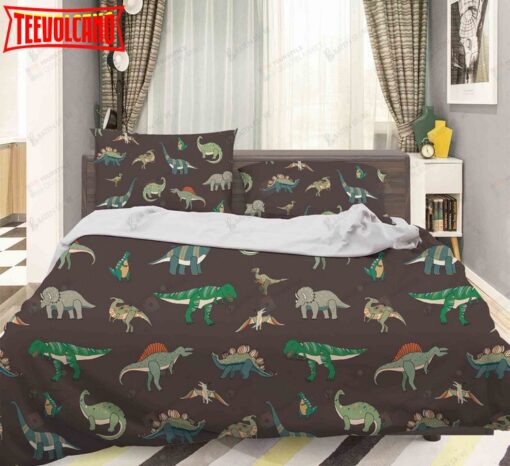 3d Color Cartoon Dinosaurs Bed Sheets Duvet Cover Bedding Set