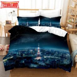 3d Dark City Building Tokyo Tower Bed Sheets Duvet Cover Bedding Set