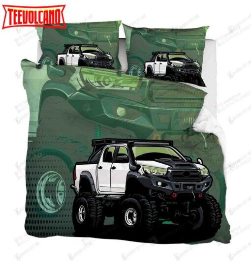 3d Dirt Car Green Cartoon Bed Sheets Duvet Cover Bedding Set