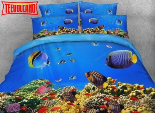 3D Fish Aquarium Print Bed Sheets Duvet Cover Bedding Sets