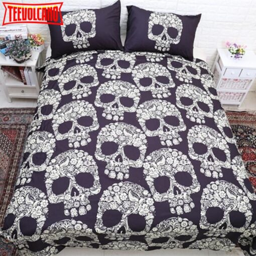 3d Flowers Skull Bed Sheets Duvet Cover Bedding Sets