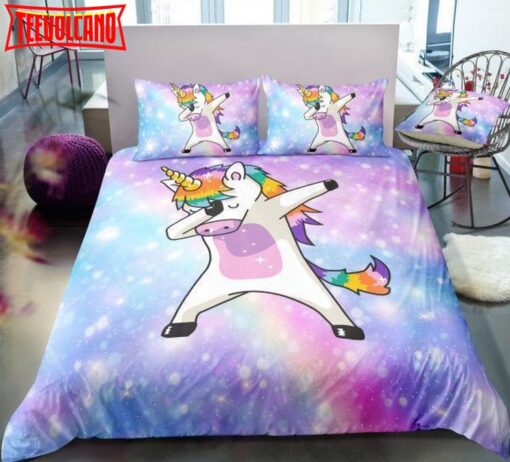 3D Galaxy Unicorn Dab Bed Sheets Duvet Cover Bedding Sets