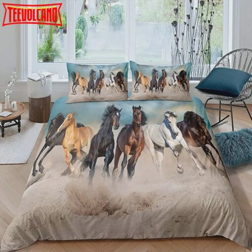 3D Horse Cover Set for Kids Running Horses Bedding Set Decorative Wild Animal Pattern