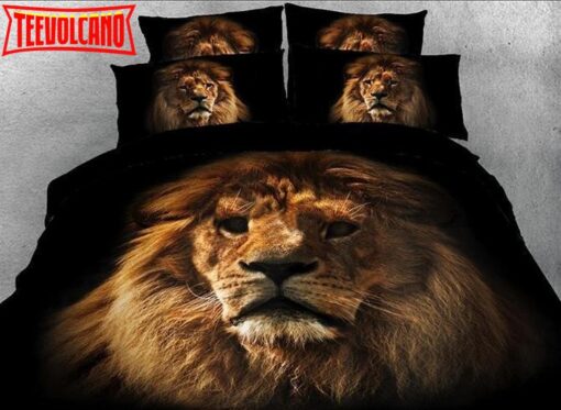 3D Lion Face Printed Cotton Luxury Blacks Duvet Cover Bedding Set