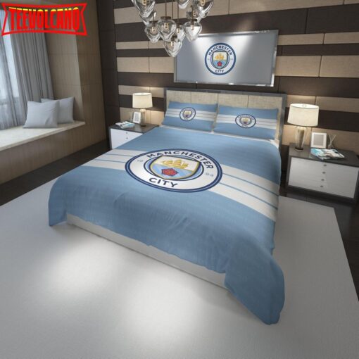 3d Manchester City F.C. Logo Soccer Bedding Set For Fans Duvet Cover