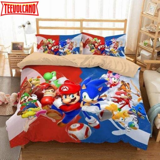 3D Mario And Sonic Duvet Cover Bedding Set