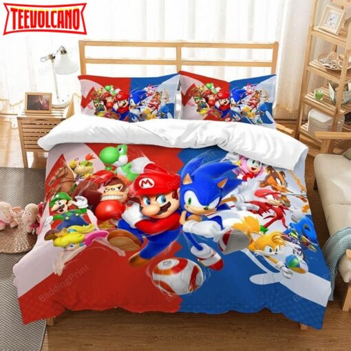 3d Mario Sonic Et Duvet Cover Bedding Set