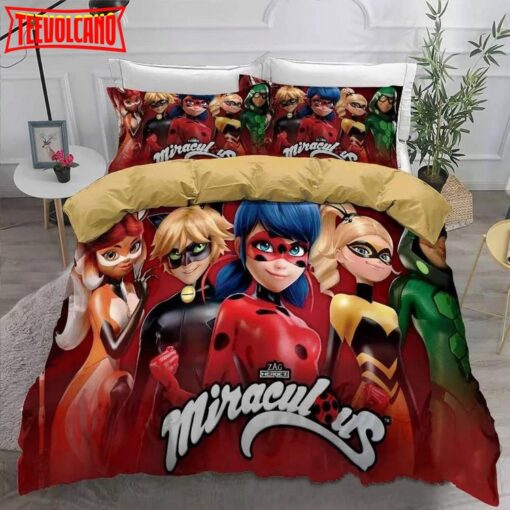 3d Miraculous Tales Of Ladybug  Cat Noir Bedding Set Duvet Cover