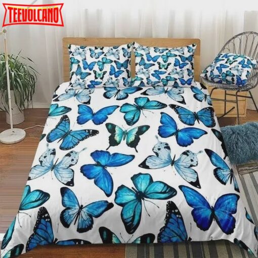 3D Oil Painting Blue Butterfly Bed Sheets Duvet Cover Bedding Sets