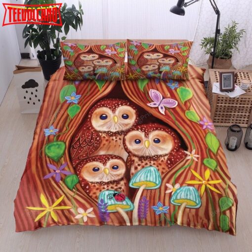 3D Owl Butterfly Mushroom Bed Sheets Duvet Cover Bedding Sets