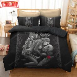 3d Ride Or Die Rose Beauty Kiss Skul Bedding Set