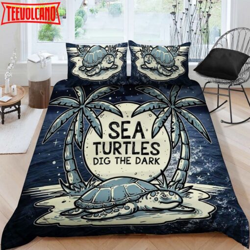 3D Sea Turtles Dig The Dark Bed Sheets Duvet Cover Bedding Sets