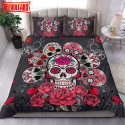 3D Skull With Roses Bed Sheets Duvet Cover Bedding Sets