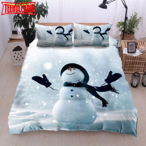 3D Snowman On The Winter Bed Sheets Duvet Cover Bedding Sets