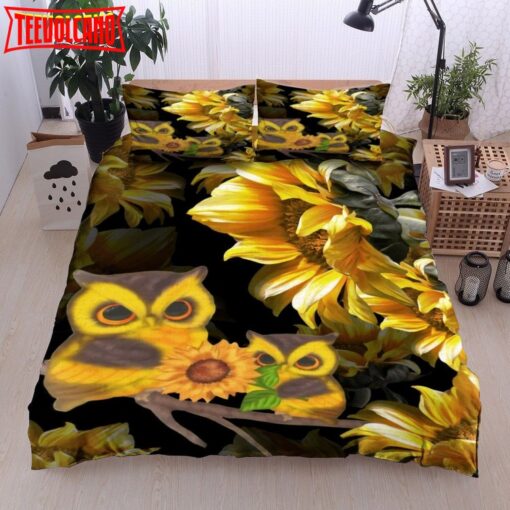 3D Sunflower Strigidae Owl Bed Sheets Duvet Cover Bedding Sets