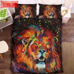 3D Watercolor Galaxy Lion Printed Bed Sheets Duvet Cover Bedding Set