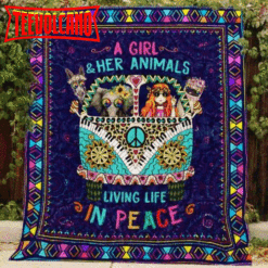A Girl Her Animals 3D Customized Quilt Blanket