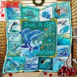 A Girl Who Loves Dolphins 3D Quilt Blanket