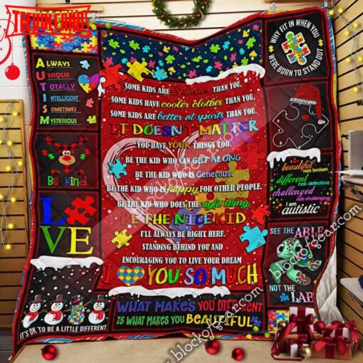 A Piece Of My Heart Has Autism 3D Quilt Blanket