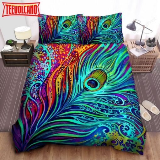 Abstract Peacock Feather Bedding Set (Duvet Cover &amp Pillow Cases)