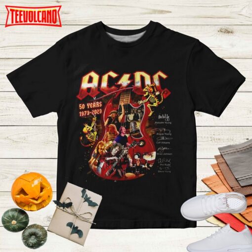 ACDC Shirt For Fan, ACDC Band 50th Anniversary 1973-2023 Signature T Shirt