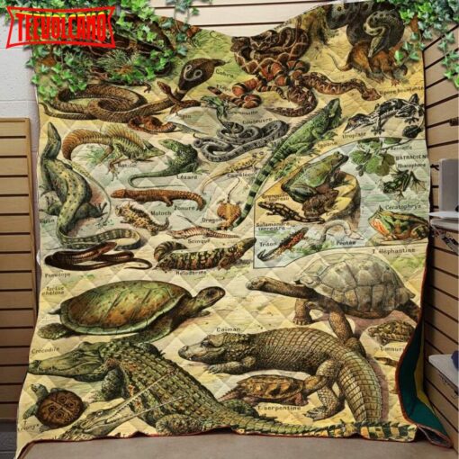 Adolphe Millot Reptiles Like 3D Quilt Blanket