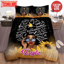 Africa American Woman Sunflower Black Girl Magic Custom Bedding Set