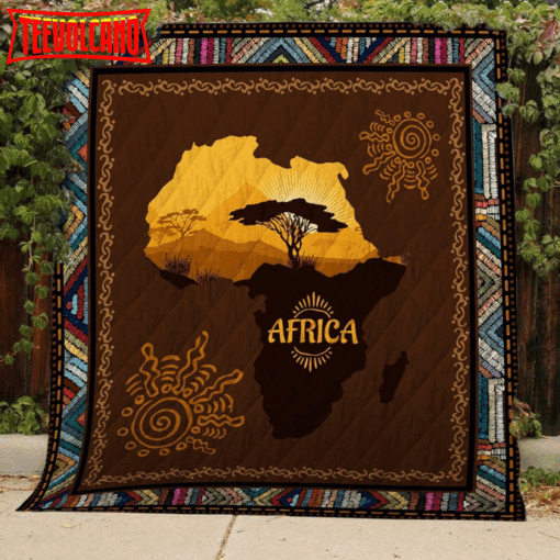 Africa Map 3D Customized Quilt Blanket