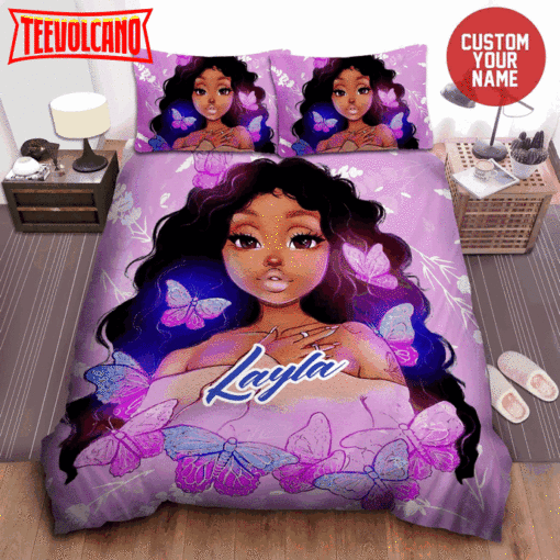 African American Woman Black Girl Magic Butterflies Custom Bedding Set