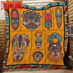 African Masks 3D Customized Quilt Blanket