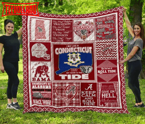 Alabama Crimson Tide Connecticut Fan Made 3D Quilt Blanket