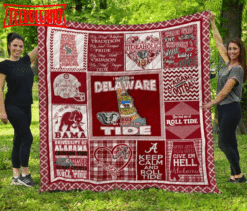 Alabama Crimson Tide Delaware Fan Made 3D Quilt Blanket