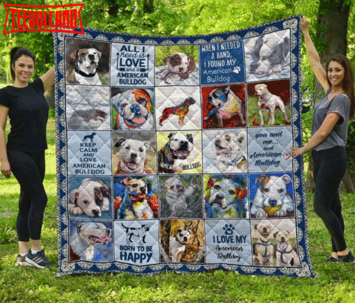 American Bulldog 3D Customized Quilt Blanket