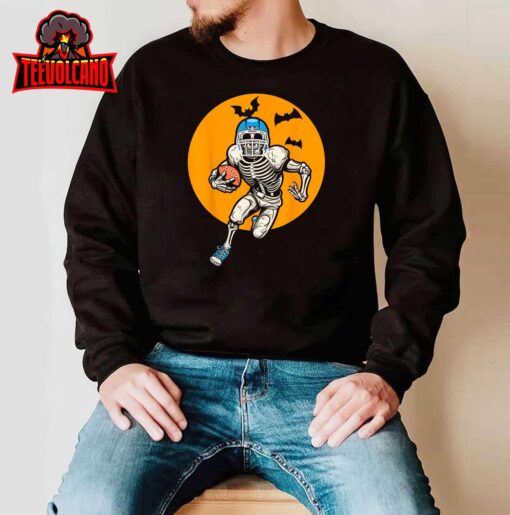 American Football Skeleton Halloween Men Boys Football Fan T-Shirt