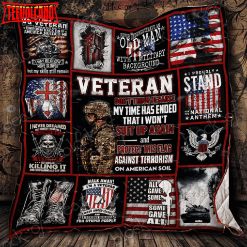 American Proud Veteran 3D Quilt Blanket