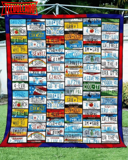 American State License Plates 3D Customized Quilt Blanket