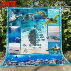 And To The Ocean Go To Lose My Mind Find My Soul Turtle 3D Quilt Blanket