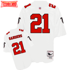 Atlanta Falcons Deion Sanders White 1992 Throwback Jersey