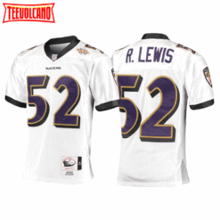 Baltimore Ravens Ray Lewis White 2000 Super Bowl XXXV Throwback Jersey