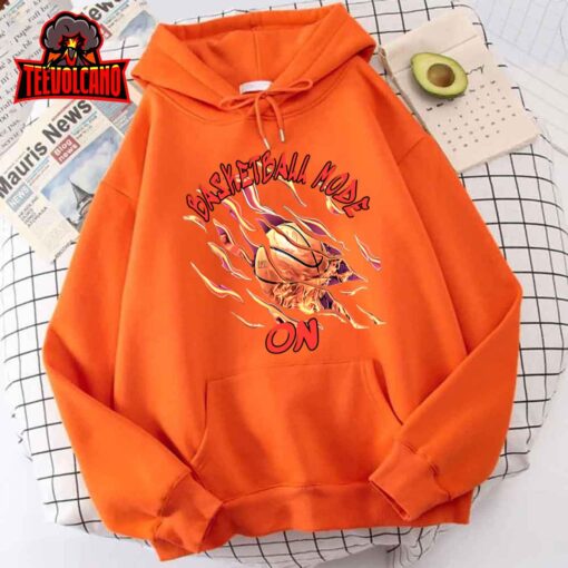 Basketball Clothing Basketball mode on basketball and flames Pullover Hoodie