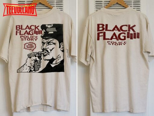 Black Flag Police Story 1981 T-Shirt, Black Flag Damage Album Promo T-Shirt