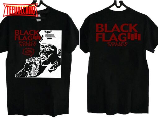 Black Flag Police Story 1981 T-Shirt, Black Flag Damage Album Promo T-Shirt