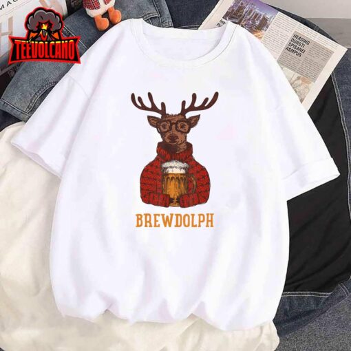 Brewdolph Reindeer Beer Lovers Funny Christmas T-Shirt