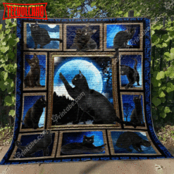 Cat Blue Moon 3D Quilt Blanket