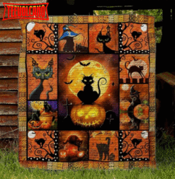 Cat Halloween Cat 3D Quilt Blanket