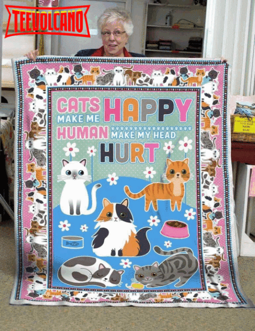 Cat Happy Me 3D Quilt Blanket