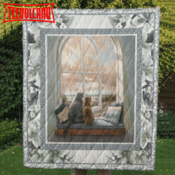 Cat In The Window Version 3D Customized Quilt Blanket