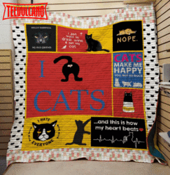 Cat Make Me Happy 3D Customized Quilt Blanket