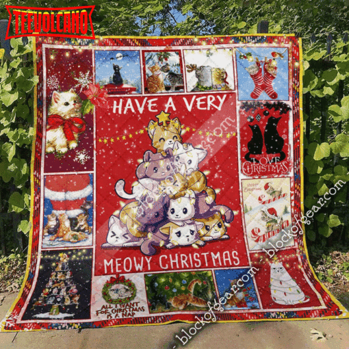 Cat Merry Meow 3D Quilt Blanket