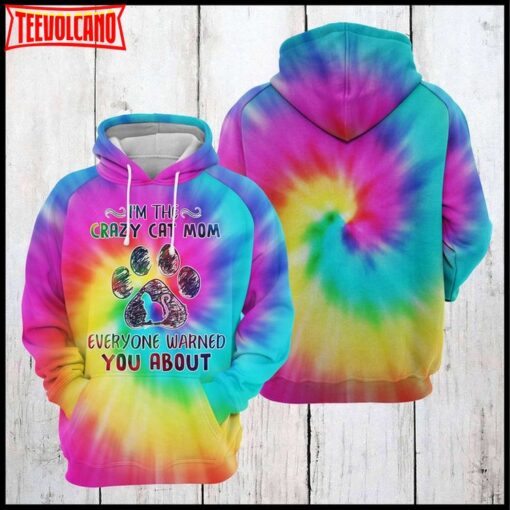 Cat Mom Tie Dye 3D Printed Hoodie Zipper